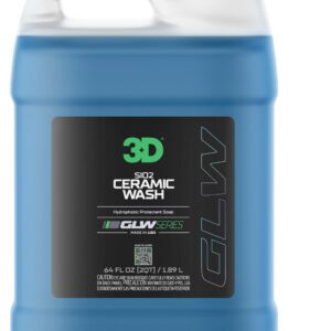 3D SiO2 Ceramic Wash & Wax Soap GLW Series – pH Neutral Car Shampoo with Hydrophobic Protection & Deep Gloss | SiO2 Coating | Scratch-Free Detailing |1 Gallon/64 oz
