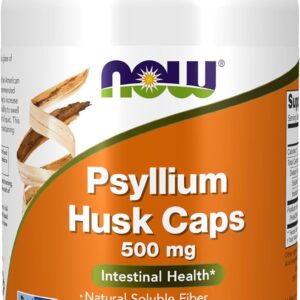NOW Foods Supplements, Psyllium Husk Caps 500 mg, Non-GMO Project Verified, Natural Soluble Fiber, Intestinal Health*, 200 Veg Capsules