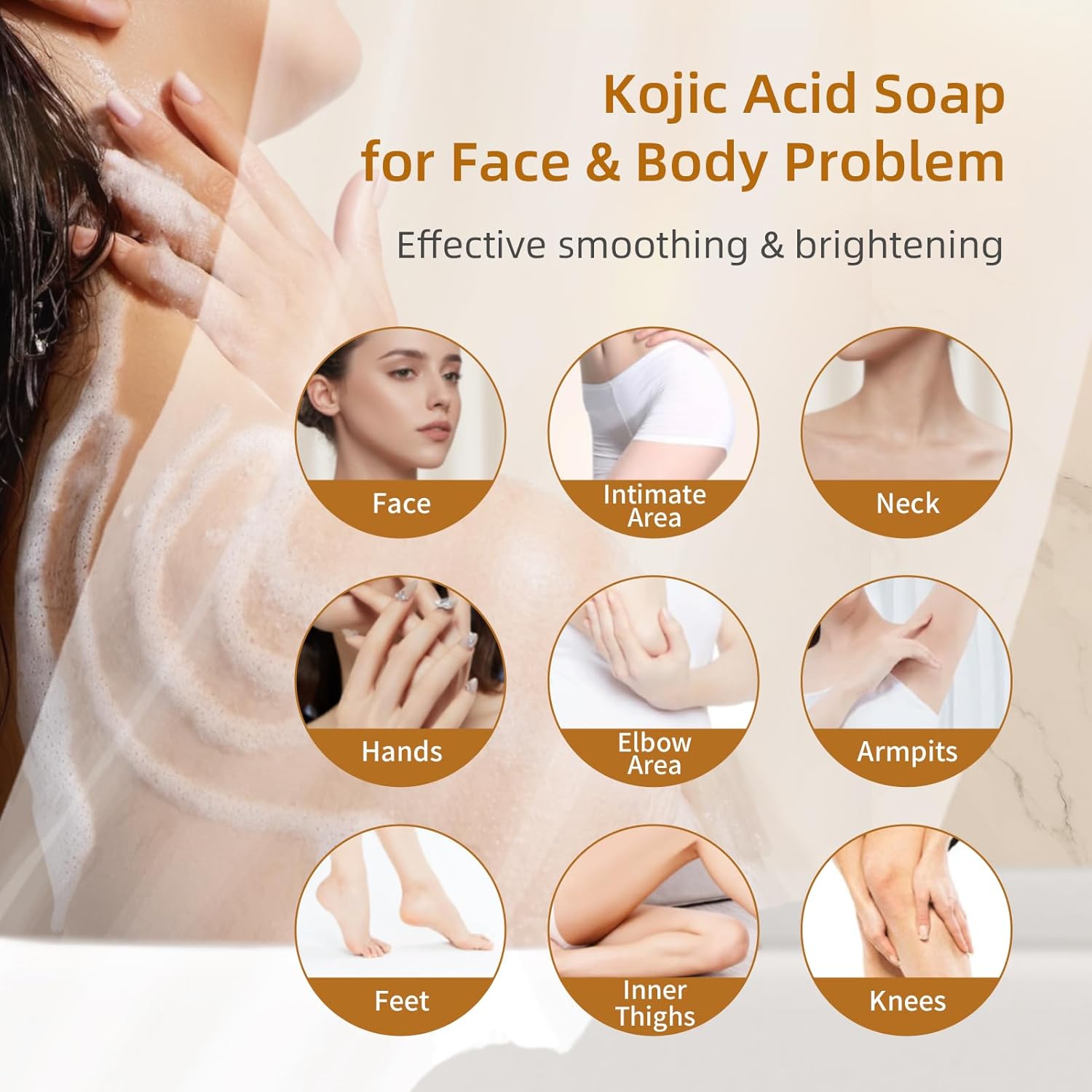 Kojic Acid Turmeric Soap Bar Dark Spots for Face & Body, Deep Cleansing, Gentle Soap Sensitive Skin Formula, All Skin Types 2Pack with Soap Dish - Image 2