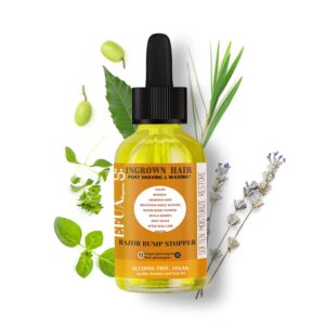 Efua Oil, Ingrown Hair Removal and Razor Bump Stopper Oil for Shaving and Waxing, Natural Neem Oil for Skin w/Tea Tree Oil, Removes Razor Bumps, Redness, and Razor Burn, 0.5 oz - Relief from Ingrown