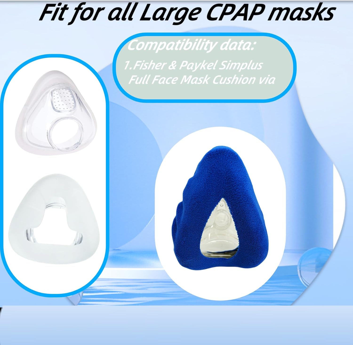 6 Pack Mask Liners Compatible with Large Size CPAP Full Face Mask Comfort Reusable Cushion Mask Covers Absorbs Facial Oils and Moisture Improve The Comfort of Wearing The Mask (Large Size) - Image 6