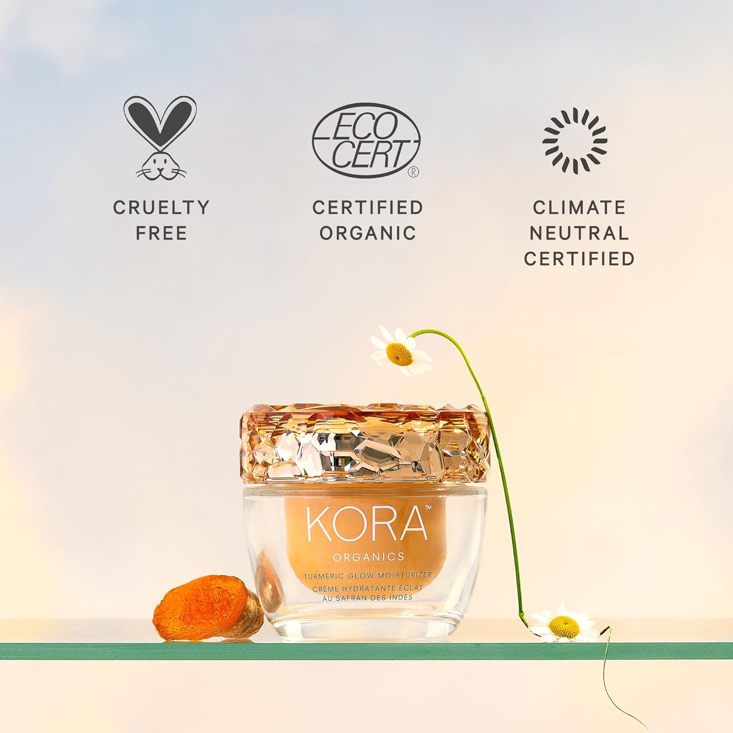 KORA Organics Turmeric Glow Facial Moisturizer, Hydrating Face Cream to Soften & Plump Skin, For Oily and Combination Skin, Certified Organic & Cruelty-Free, 1.69 Fl Oz - Image 5