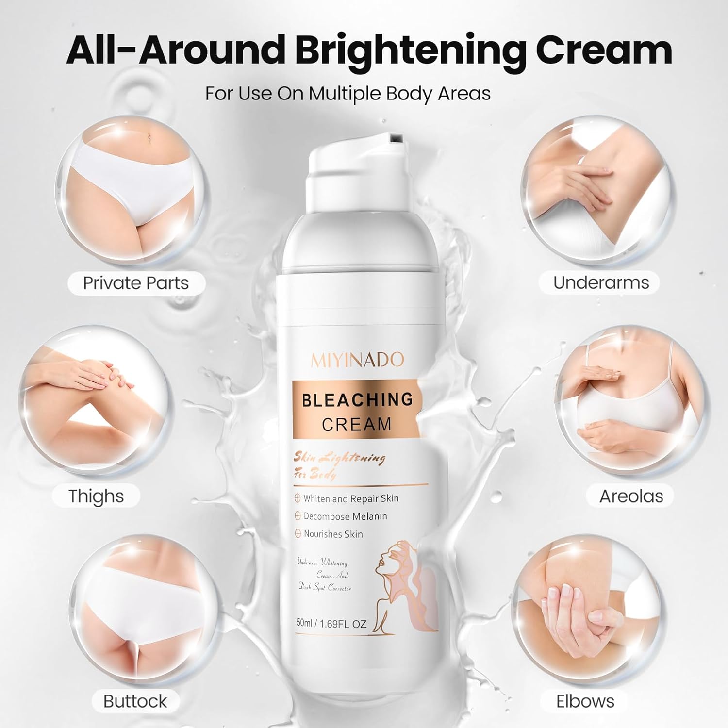 Skin Lightening Cream - Vitamin C Dark Spot Remover for Underarms, Knees, Elbows & Bikini Line/whitening cream/skin bleach (50ml/1.69FL.OZ) - Image 6