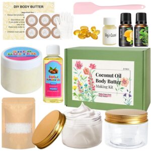 Body Butter Making Kit- Shea Butter Lotion Making Kit, DIY Crafts for Adults with Coconut Oil, Organic Shea Butter Natural Whipped Coconut Oil Body Butter Maker Skin Care Gifts for Women