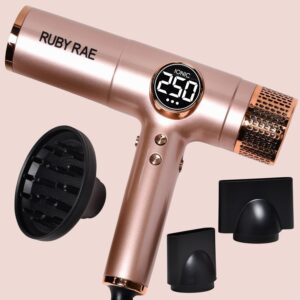 Dual Voltage Ionic Hair Dryer - 2000W Professional Blow Dryer with Diffuser - Lightweight - Fast Drying & Low Noise for Salon Quality Styling - 3 Magnetic Attachments for All Hair Types