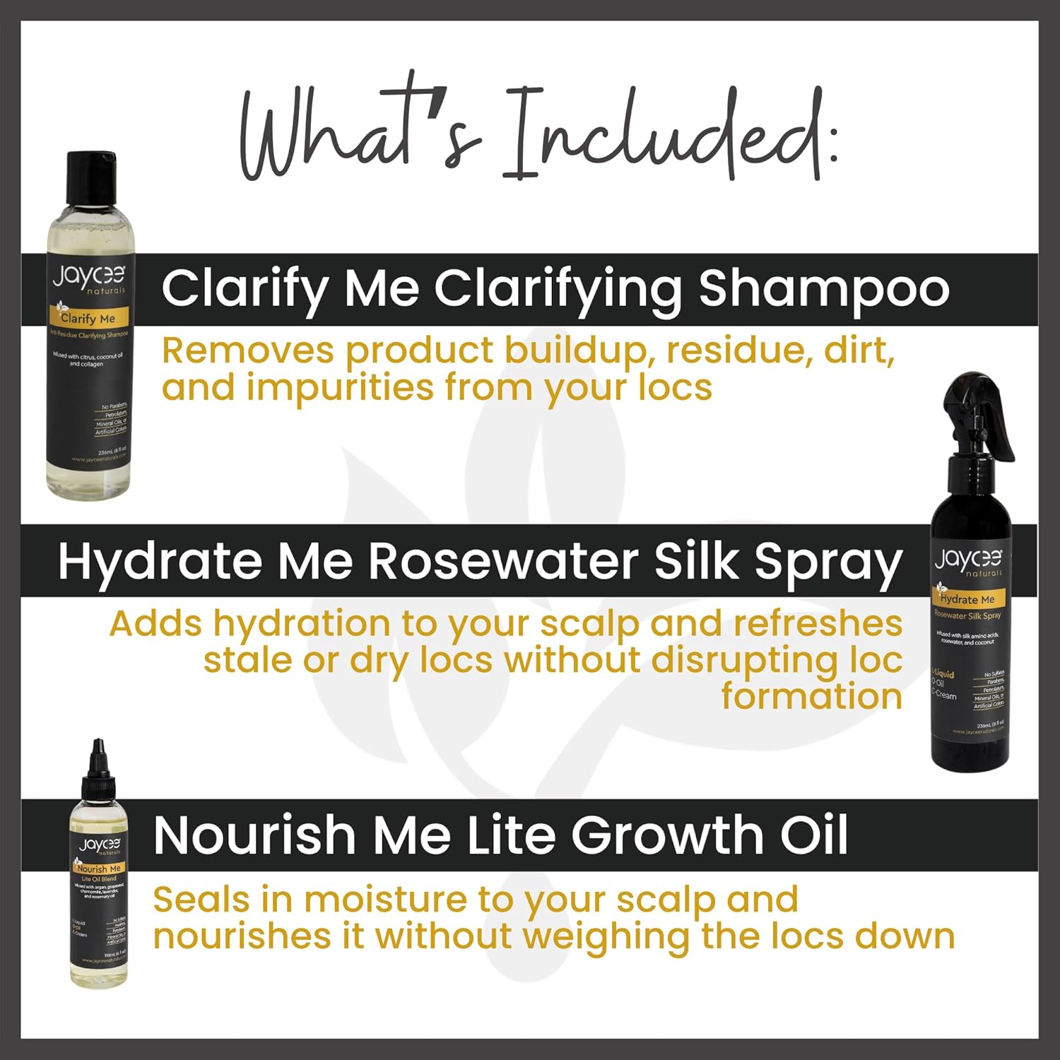 Loc Maintenance Bundle for all Locs and Textured Hair to Reset the Hair, Moisturize, and Protect with Clarifying Shampoo, Hydrating Rosewater Spray, and a Nourishing Lightweight Oil - Image 2