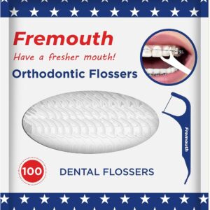 3-in-1 Braces Flossers - Orthodontic Dental Floss Picks, 100 Count (Pack of 1)