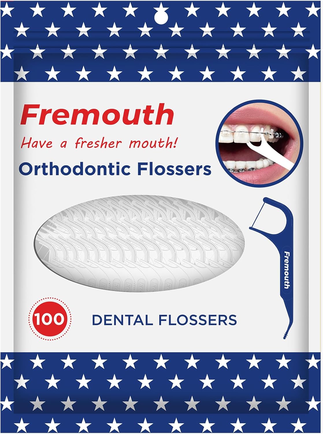 3-in-1 Braces Flossers - Orthodontic Dental Floss Picks, 100 Count (Pack of 1)