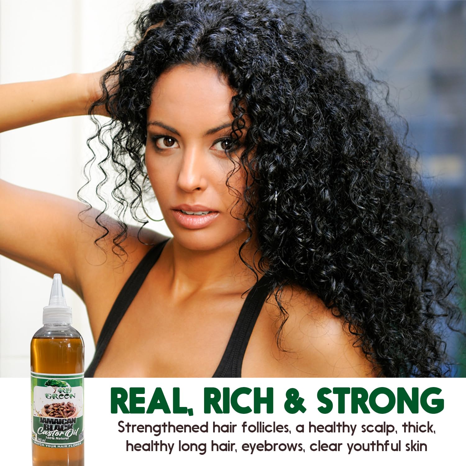 Tru Green Pure Castor Oil, Jamaican Black Castor Lightly Roasted (8 Oz) For All Hair Types. Stimulates hair Follicles And Promotes Growth for Hair, Brows, Skin, And Hair Moisturizer. - Image 7
