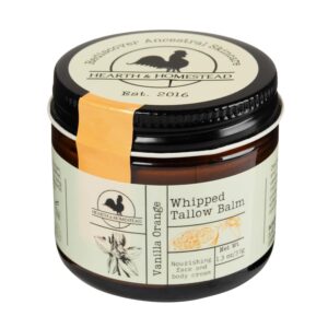 Handmade Whipped Tallow Balm (Vanilla Orange) - Organic Body Butter with Infused Olive Oil, for Eczema, Rosacea, Baby - 1.3 oz