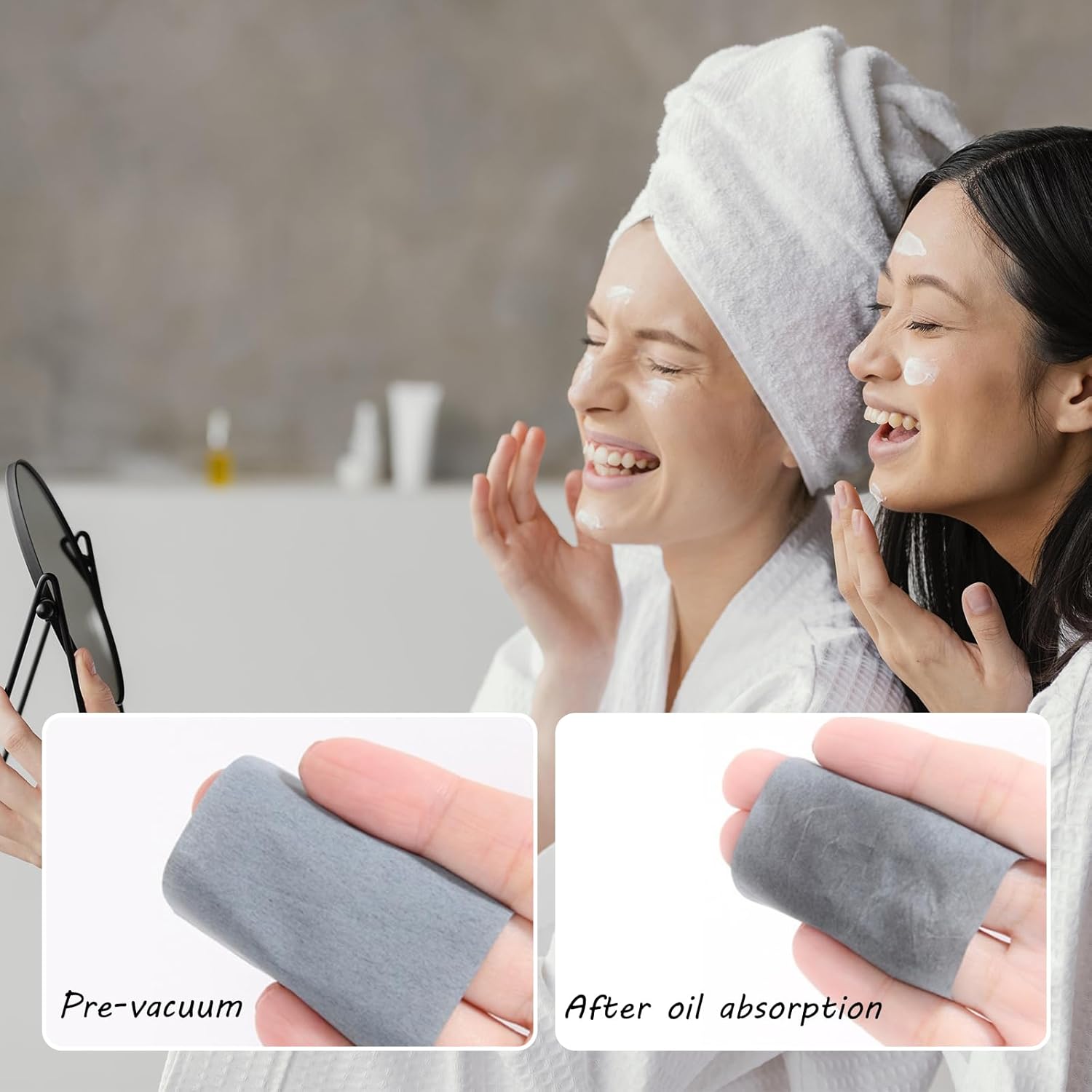 200 Face Oil Blotting Sheets with Mirror Travel Box& Puff, Linen Fiber Gentle Oil Control Film Not Destroy Base Makeup Face Oil Absorbing Sheets (Coniferous Tree, Box+Refill total 200 sheets) - Image 8