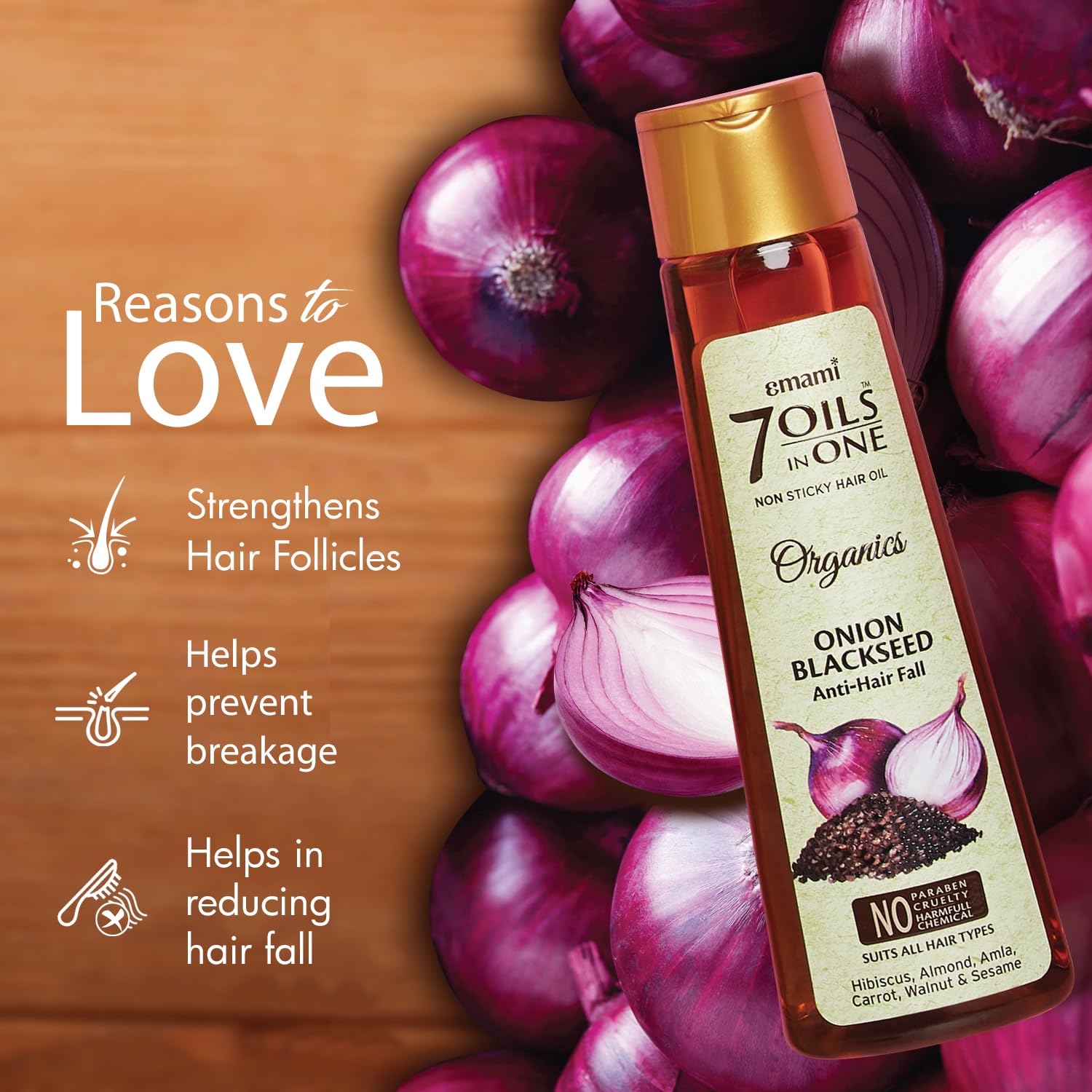 7-in-1 Hair Oil | Onion Blackseed Anti Hairfall Oil | Strengthens Hair Follicles | Fights Hair Loss & Breakage | Provides Thick & Shiny Hairs | 6.76 Fl Oz/200ml - Image 2