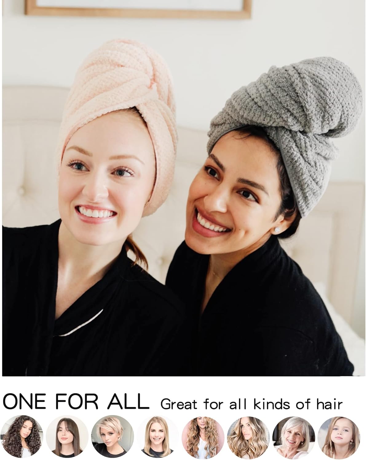 2 Packs Large Microfiber Hair Towels for Women, Super Absorbent & Quick Dry Hair Towel Wrap for Curly Hair Long & Short Hair- Anti-Frizz Hair Turbans for Wet Hair - 27.5''*39.4'' - Image 5