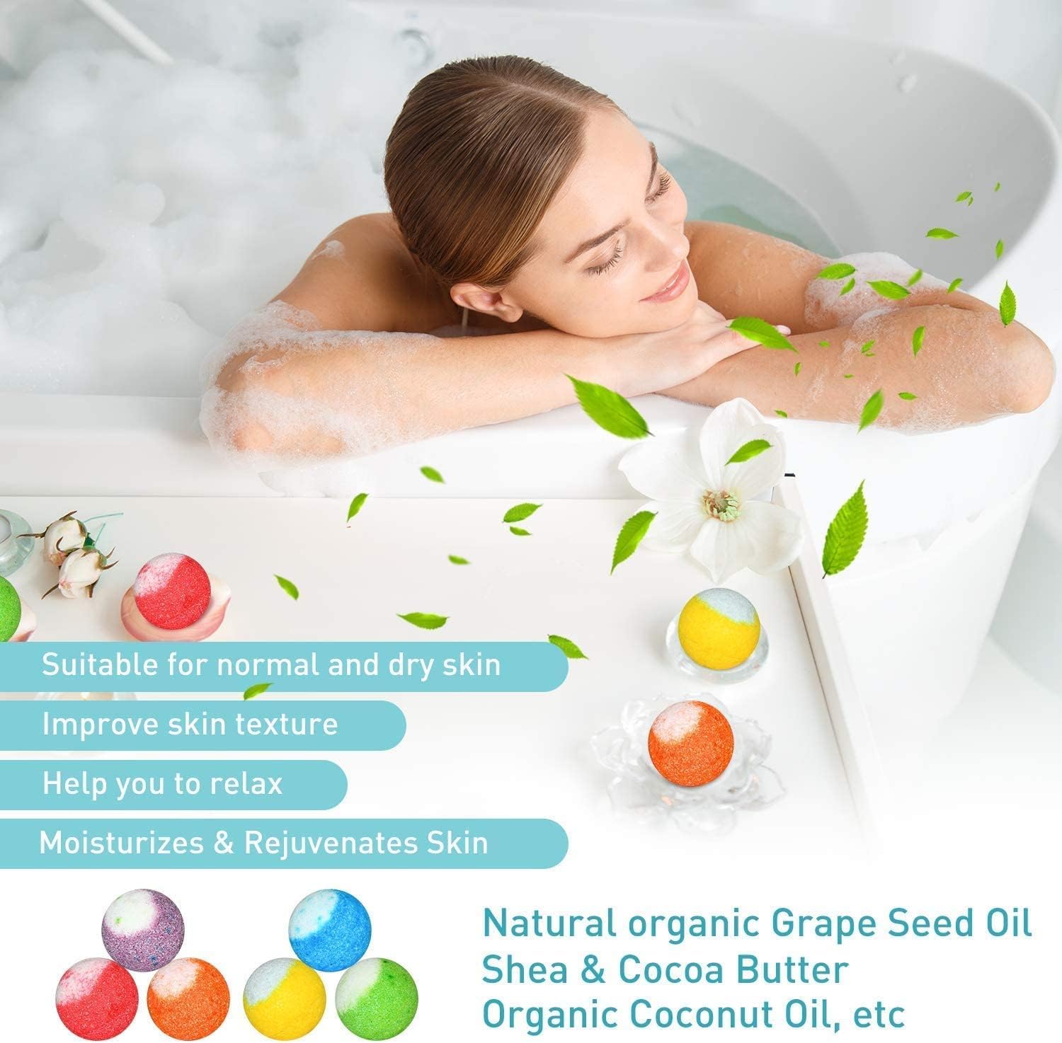 60 Piece Organic Bath Bombs Set Individually Wrapped Relaxation Spa Gift - Image 4