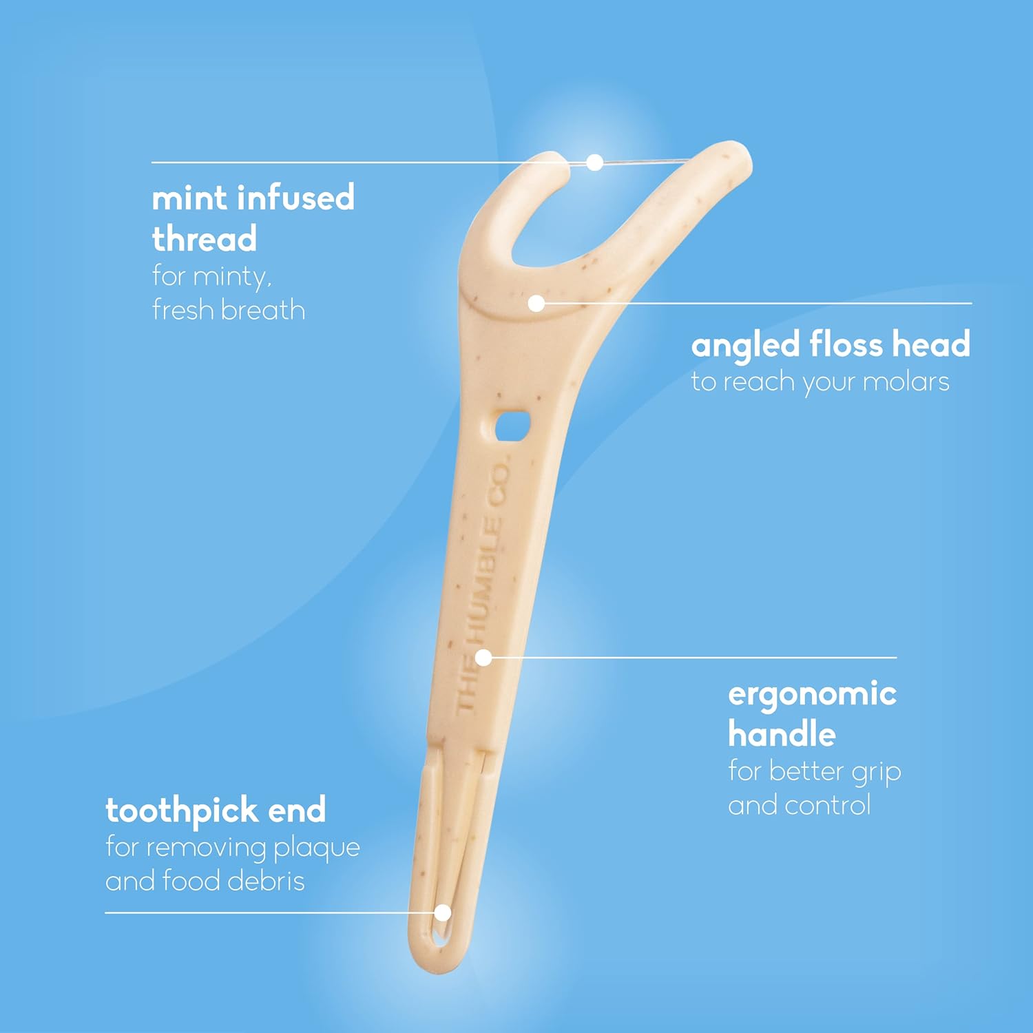 The Humble Co. Mint Floss Picks 200 Count Plant Based with Grip Handle for Dental Care - Image 2