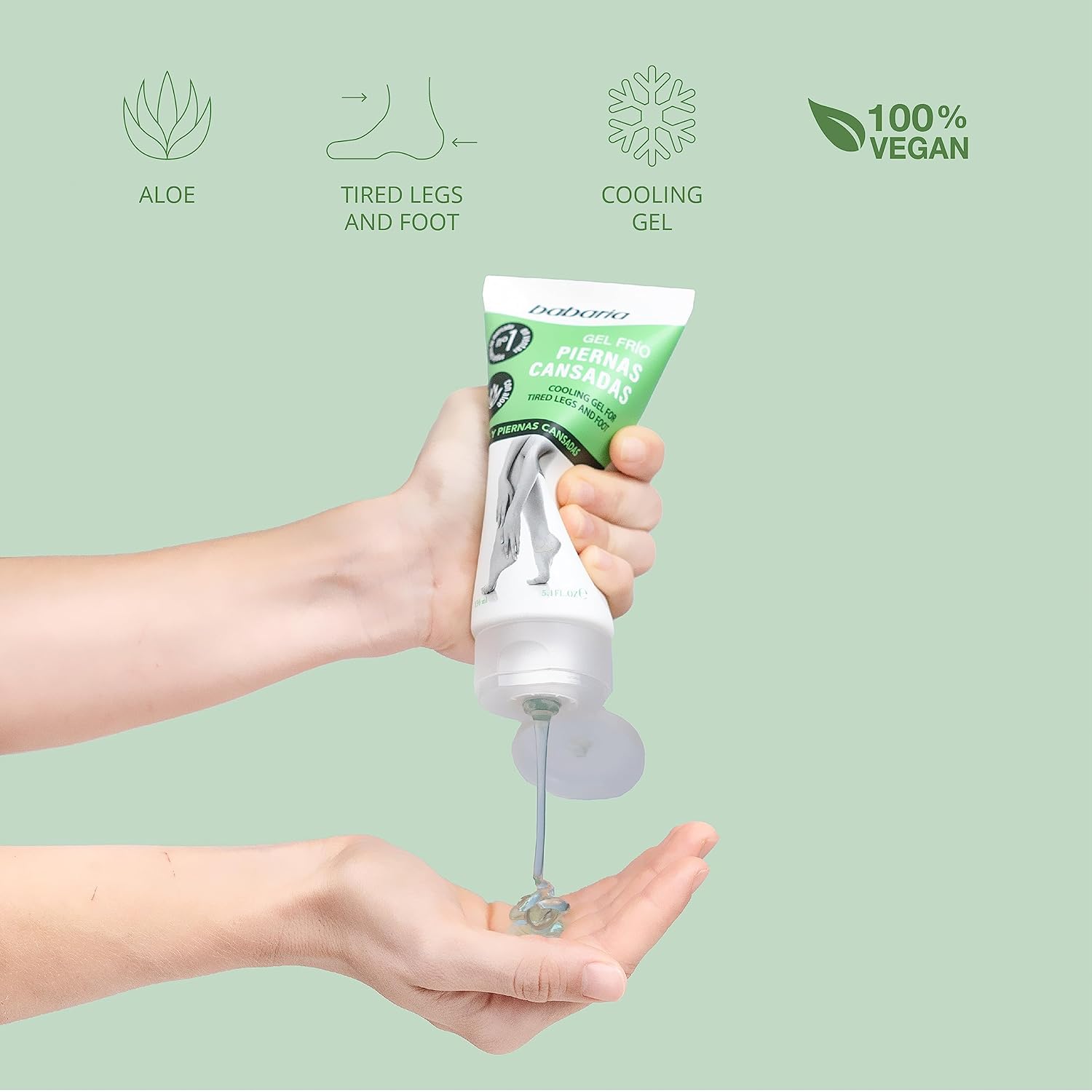 Babaria Cooling Gel for Legs and Feet - Calming and Softening Effect - Provides Regenerating and Soothing Properties - Infused with Castor Oil and Aloe Vera - Suitable for All Skin Types - 5.1 oz - Image 2