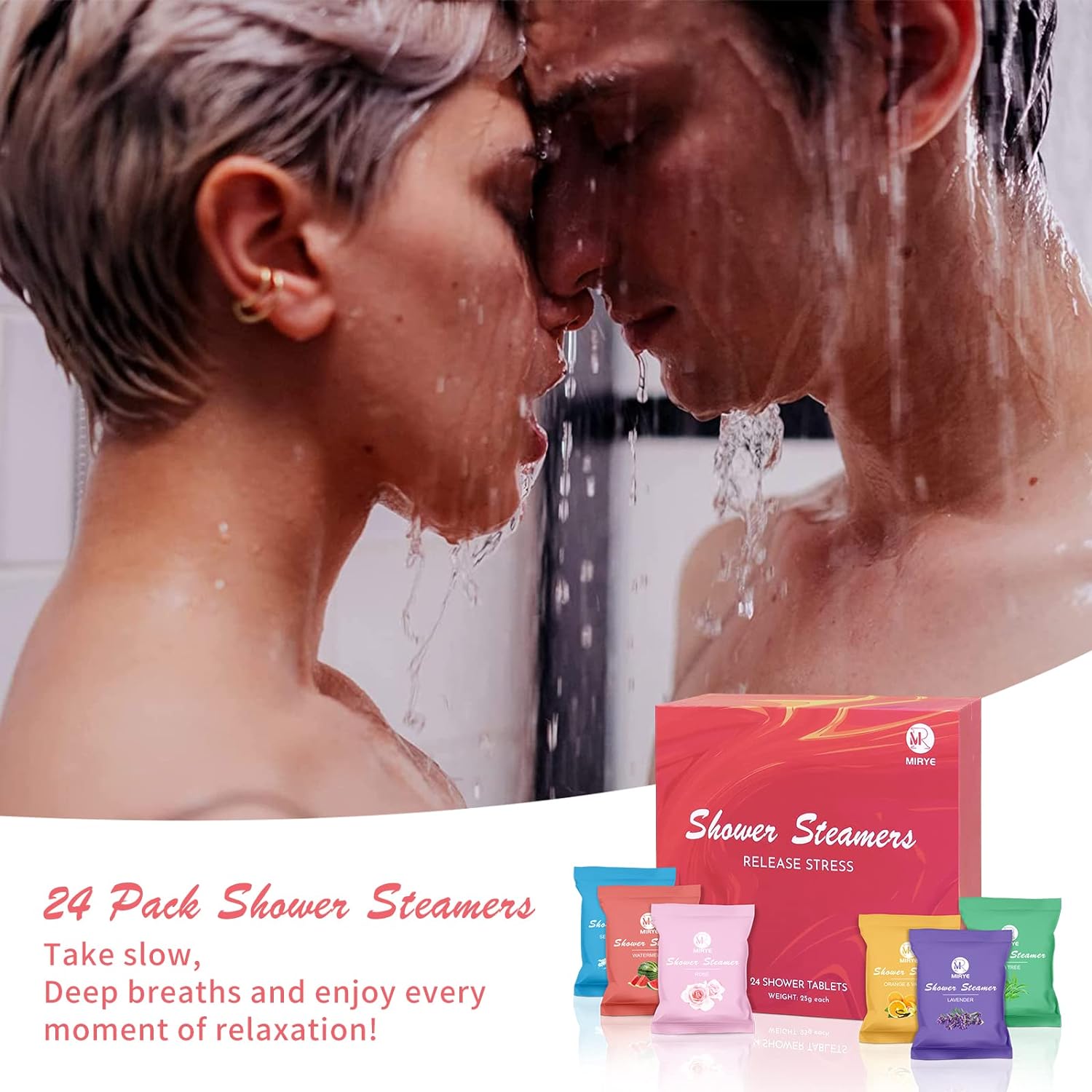 Shower Steamers Aromatherapy for Women and Men, 24-Pack Organic Shower Bombs with Essential Oil, Rose, Watermelon, Tea Tree, Orange, Sea Salt, Lavender Stress Relief Birthday Gifts for Her - Image 5