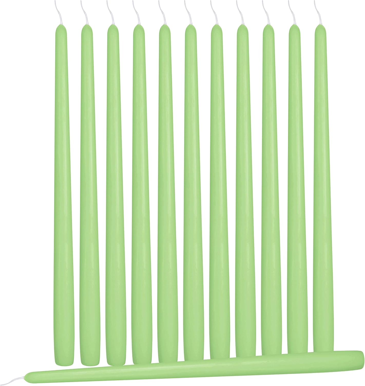 Hyoola 12 Pack Celery Green Dripless Unscented Taper Candles 10 Hour Burn Time - Image 2