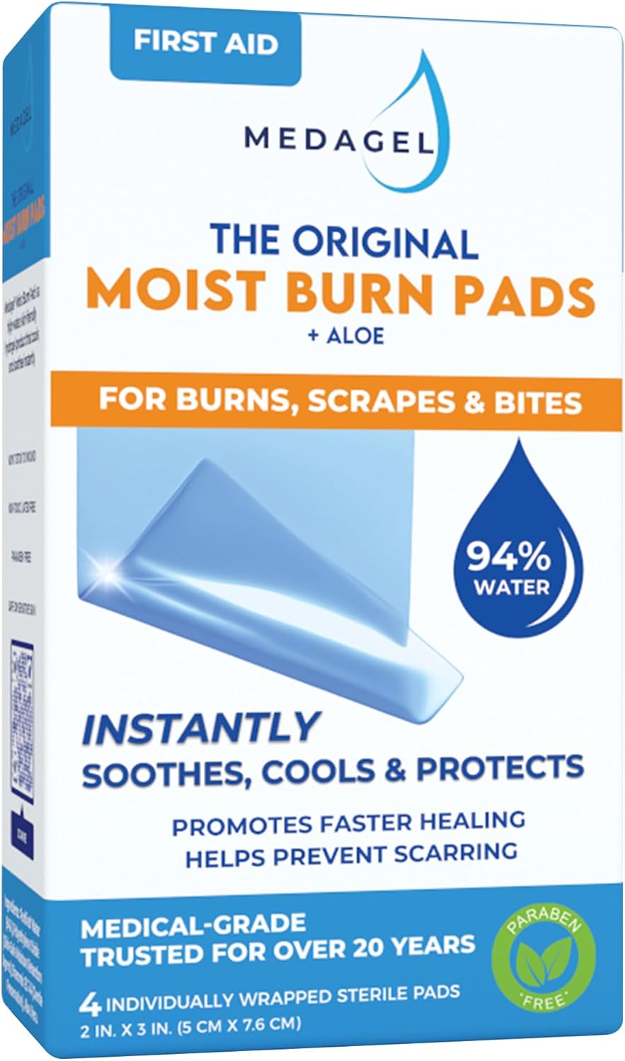The Original Moist Burn Pad - Hydrogel Healing Pads, Soothing & Moist Skin Care Patch for Burns & Wounds, 2” x 3” Dressing
