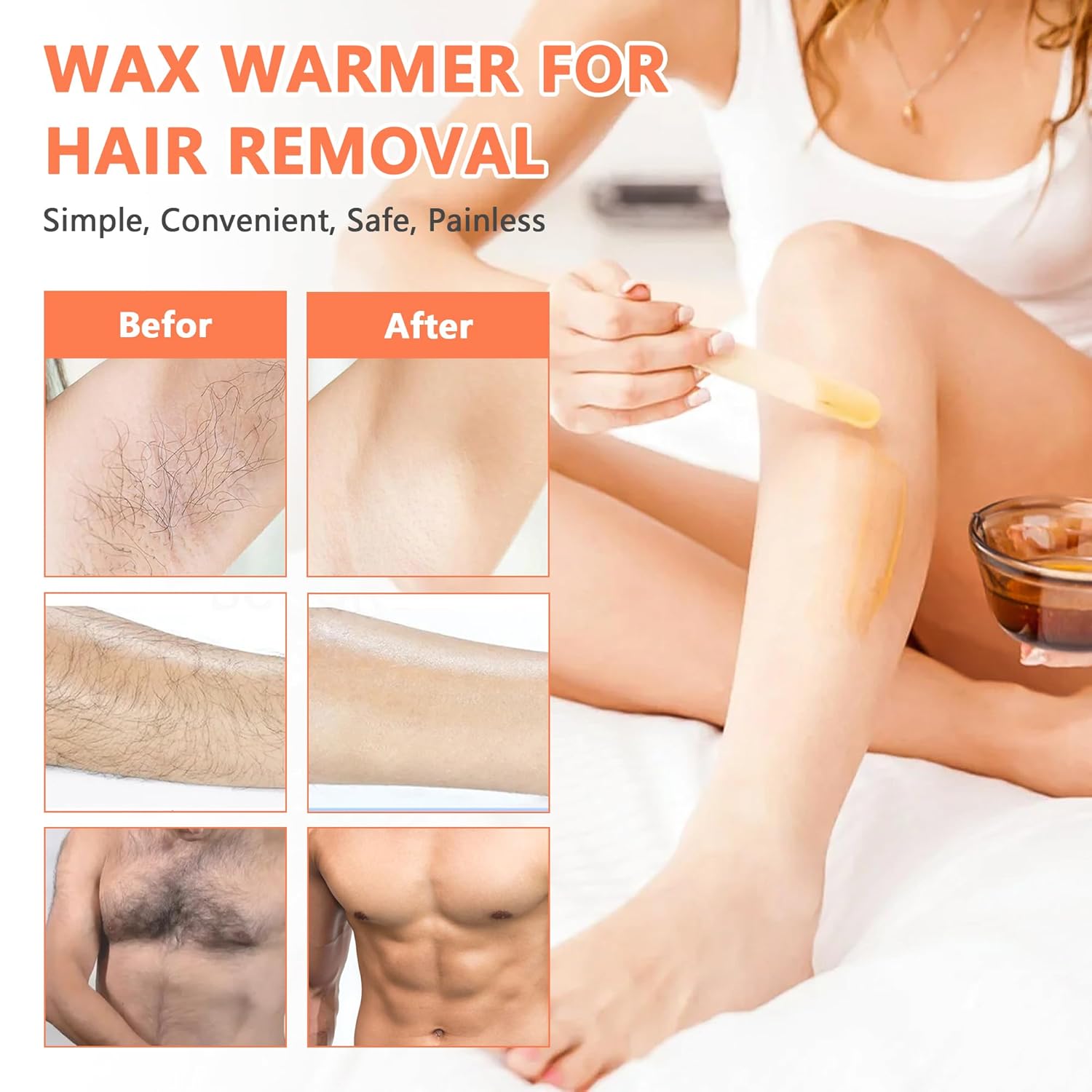 Professional Double Pot Wax Warmer Heater Machine for Painless Hair Removal with 50 Sticks and 20 Collars - Image 5
