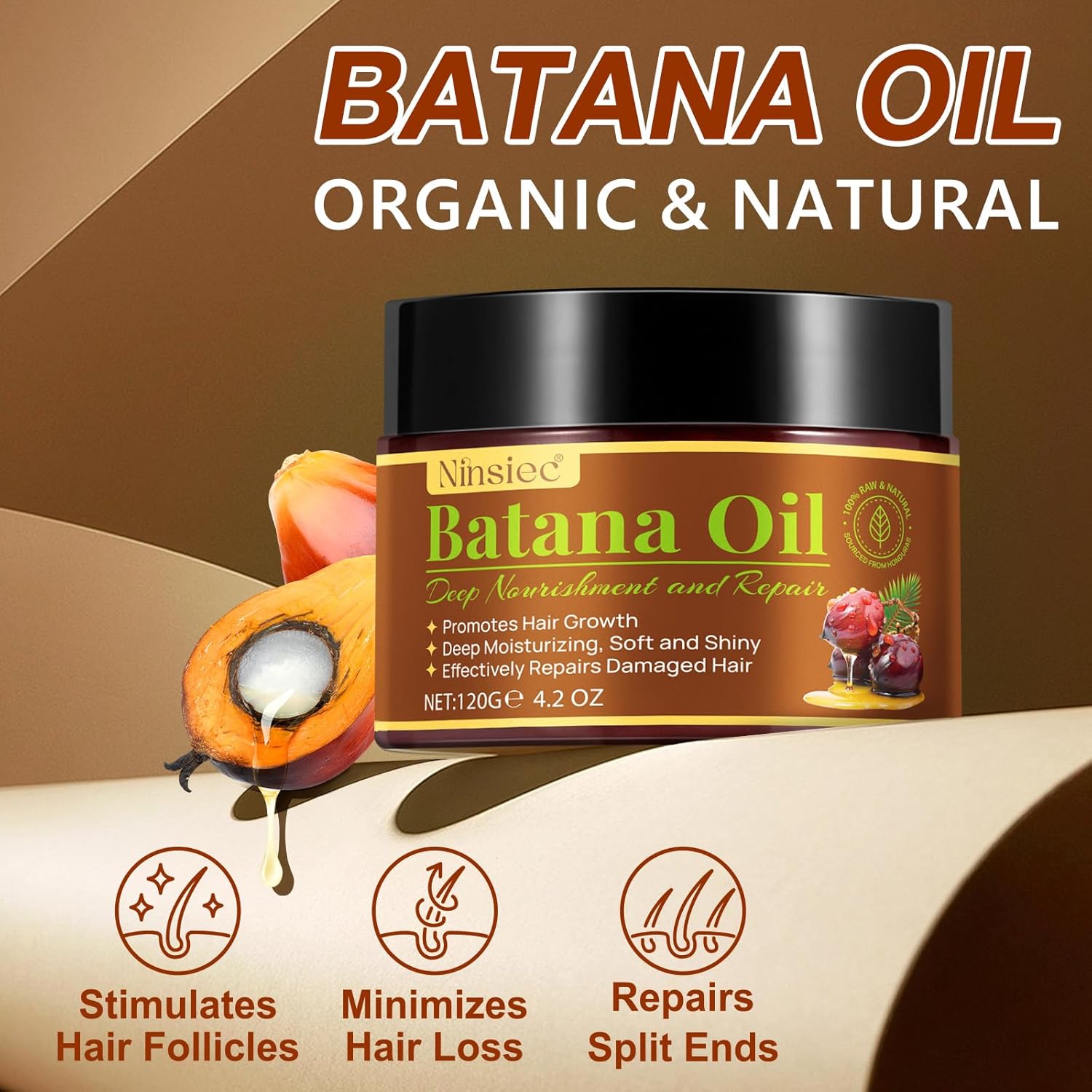 Pure Unrefined Organic Batana Oil for Hair Growth and Repair Damaged Hair 16oz - Image 2