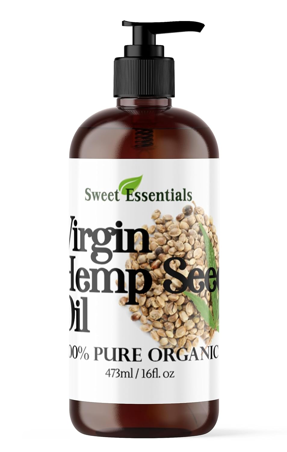 Organic Extra Unrefined Hemp Seed Oil (Food Grade) 16oz | Cannabis Sativa | Imported From Canada | 100% Pure Cold Pressed Offers Relief From Dry & Cracked Skin, Eczema, Psoriasis, Dermatitis, Rosacea