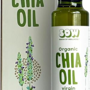 Seeds of Wellness - Organic Chia Seed Oil, Essential Bio Nutrients, Fatty Acids Omega-3 ALA Plant-Based, Cold-Pressed, Unrefined, Non GMO, 8.45 Fl Oz (250 ml) Glass Bottle, Pack of 1, Chile