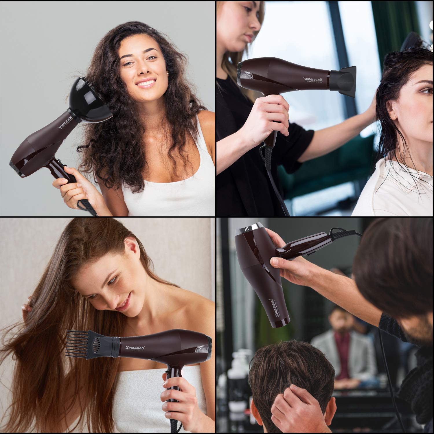 2000 Watt Hair Dryer, Negative Ionic Blow Dryer with Diffuser Concentrator Comb, 2 Speed 3 Heat Settings, Low Noise Long Life Style-Brown/Purple - Image 6