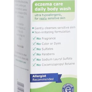 Exederm Body Wash for Eczema & Dermatitis, 8 Fl Oz, Ultra Sensitive Non-Irritating Bodywash, Gentle, Moisturizing Anti-Itch Cleanser for Red, Itchy, Dry Skin, Hypoallergenic, Sulfate & Paraben Free