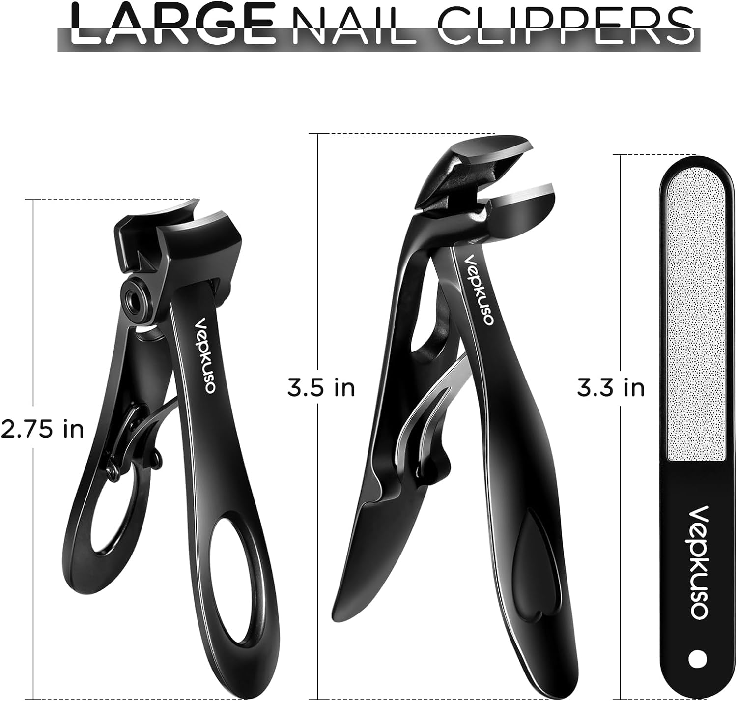 Nail Clippers for Seniors, Wide Jaw Fingernail Clippers and Angled Head Toenail Clippers for Thick Nail, Professional German Nail Clippers for Men, Women&Pregnant,Black - Image 2