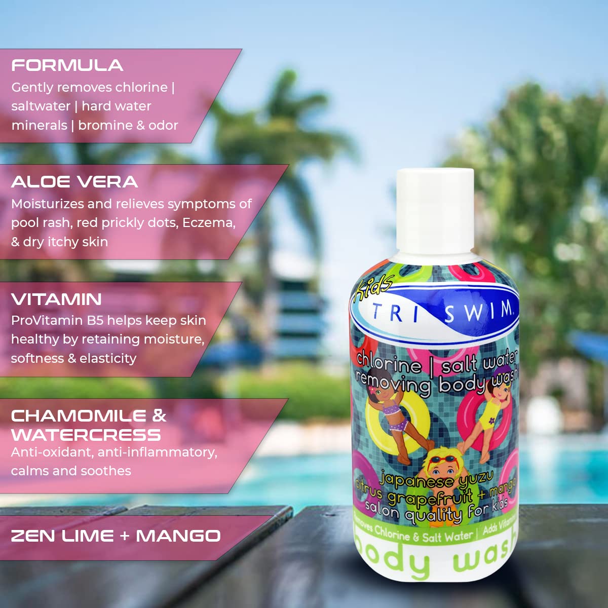 TRISWIM Chlorine Removal Body Wash 8.5oz | Removes Chlorine, Bromine, Hard Water Minerals & Saltwater | Hydrates & Restores Skin | Zen Lime + Mango Scent - Image 4