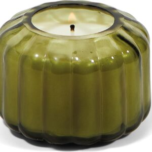 Paddywax Scented Candles Vintage Style Ripple Hand Blown Glass Collection Luxury Artisan Candle, 4.5-Ounce, Green - Secret Garden