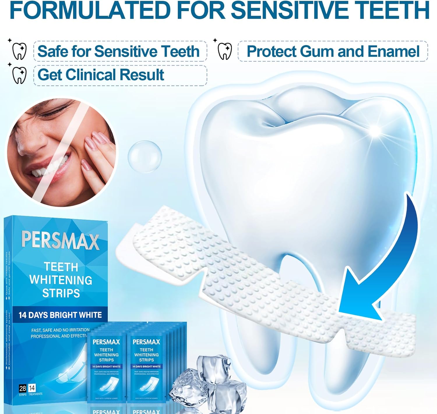 Enamel Safe Teeth Whitening Strips Kit for Sensitive Teeth 14 Treatments 28 Strips - Image 3