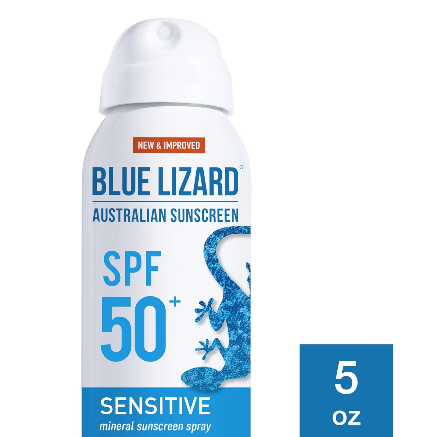 Blue Lizard Sensitive Mineral Sunscreen Spray SPF 50+, Dermatologist-Recommended Brand, Broad-Spectrum UVA/UVB Protection, Water-Resistant, Zinc Oxide Formula, 5 fl oz (Pack of 2) - Image 5