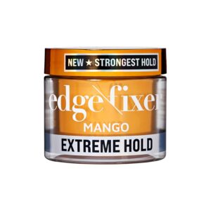 KISS COLORS & CARE Extreme Hold Edge Fixer Hair Gel, 24 Hour Maximum Hold, Ultimate Styling Control, No Flake Formula, For Coarser, Coily Hair, 3.38 oz (100 mL) - Mango Fragrance