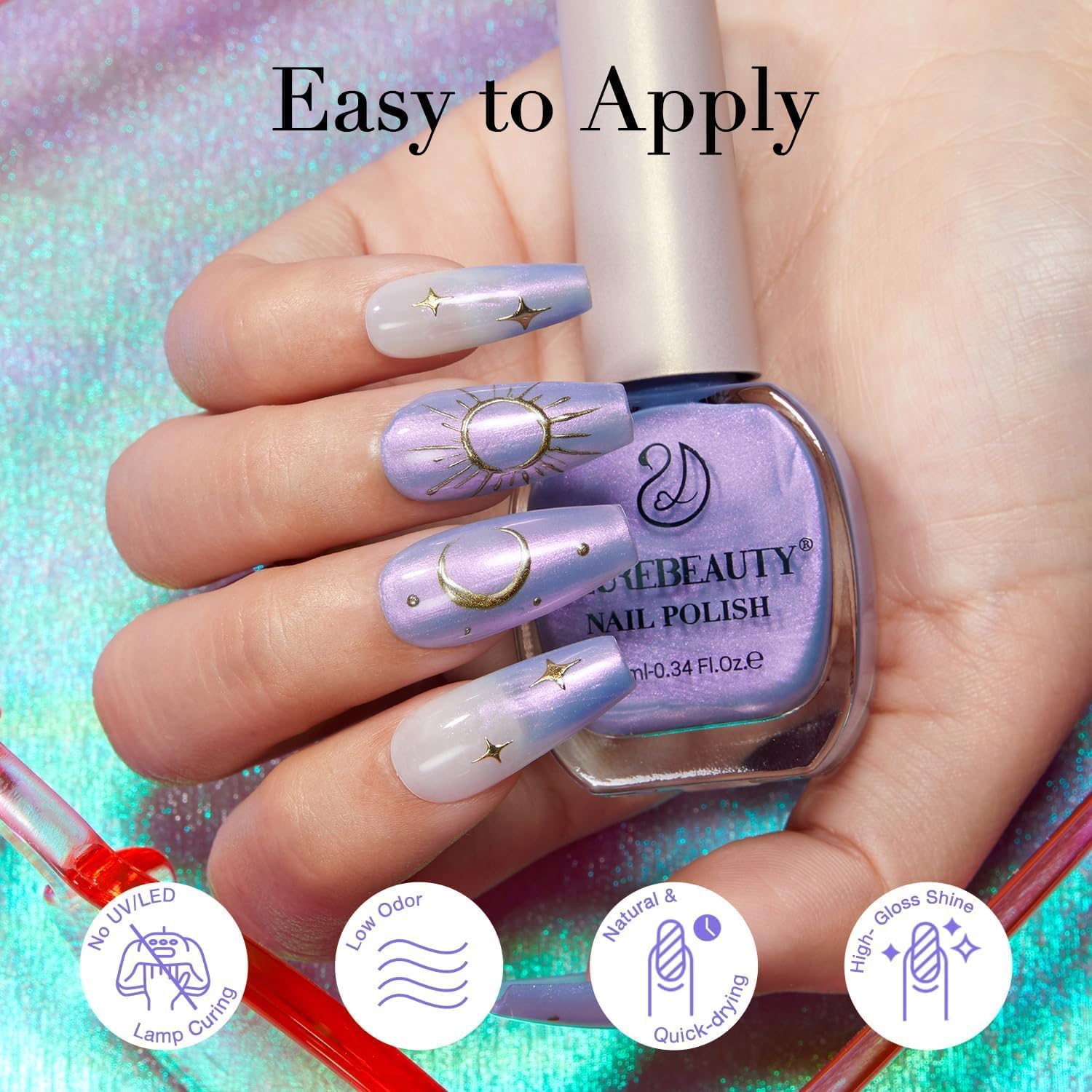 AZUREBEAUTY 15ml Blue Purple Violet Galaxy Quick Dry Natural Super Lustrous Nail Polish for Home Manicures - Image 3
