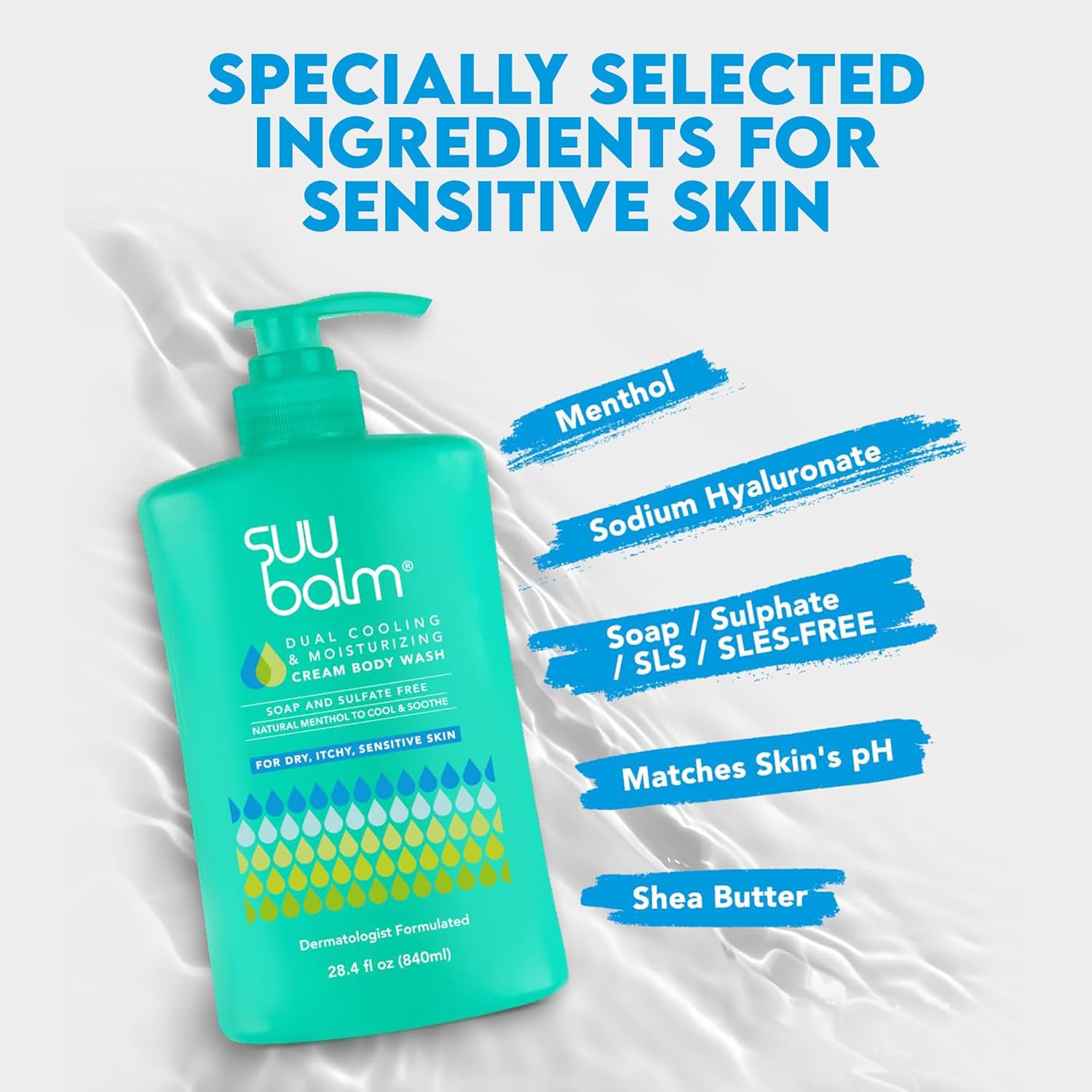 Anti Itch Body Wash, Eczema Bodywash for adults, Psoriasis Body Wash, Moisturising Cleanser for Dry Itchy Skin Relief, Derm-Formulated with Menthol & Shea Butter, Sulfate & Fragrance Free, 28.4 fl oz - Image 4