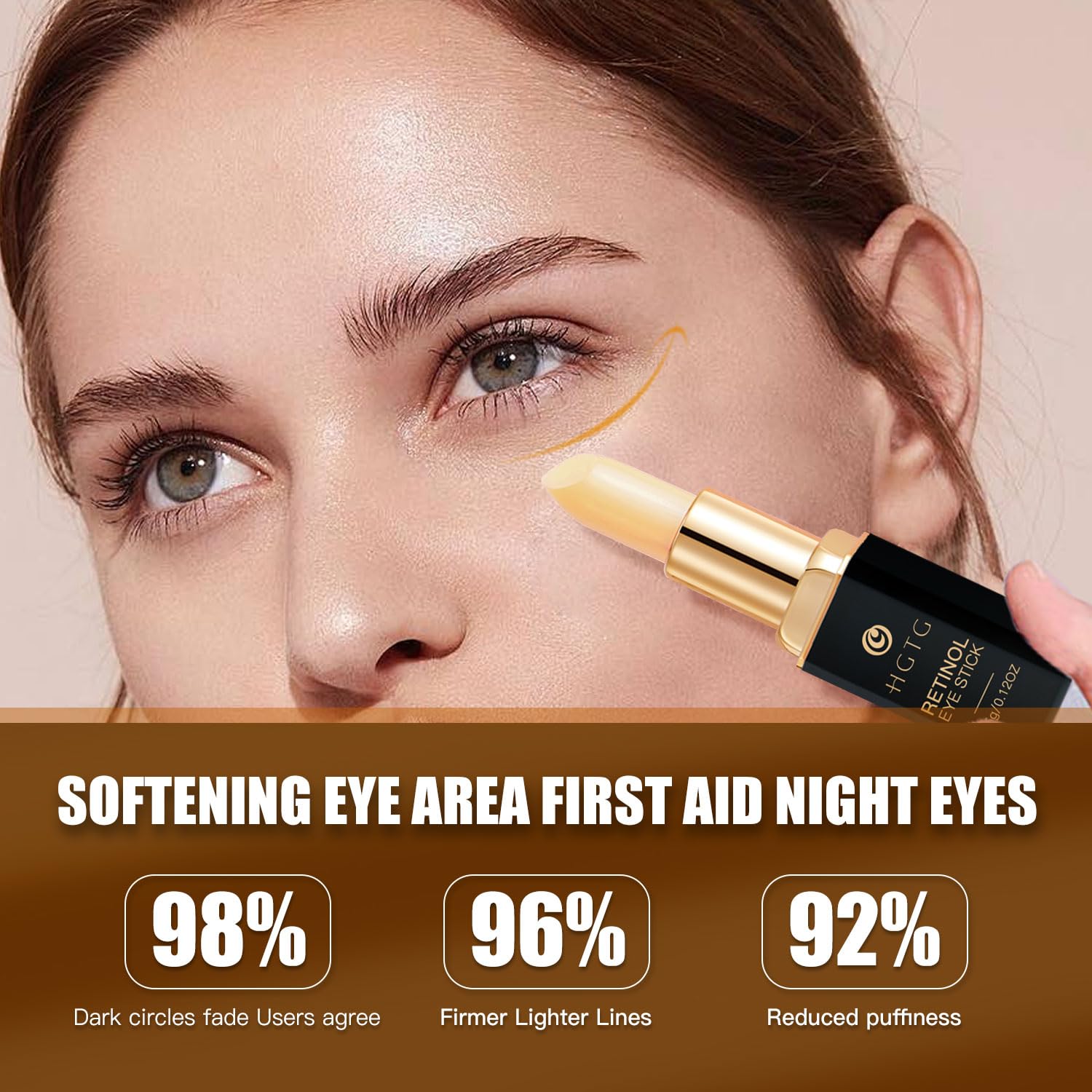 Retinol Eye Stick, Retinol Eye Cream, Anti-Aging Eye Cream for Wrinkles, Dark Circles, Puffiness & Bags Reduces Fine Lines Under Eyes 3.5g - Image 6