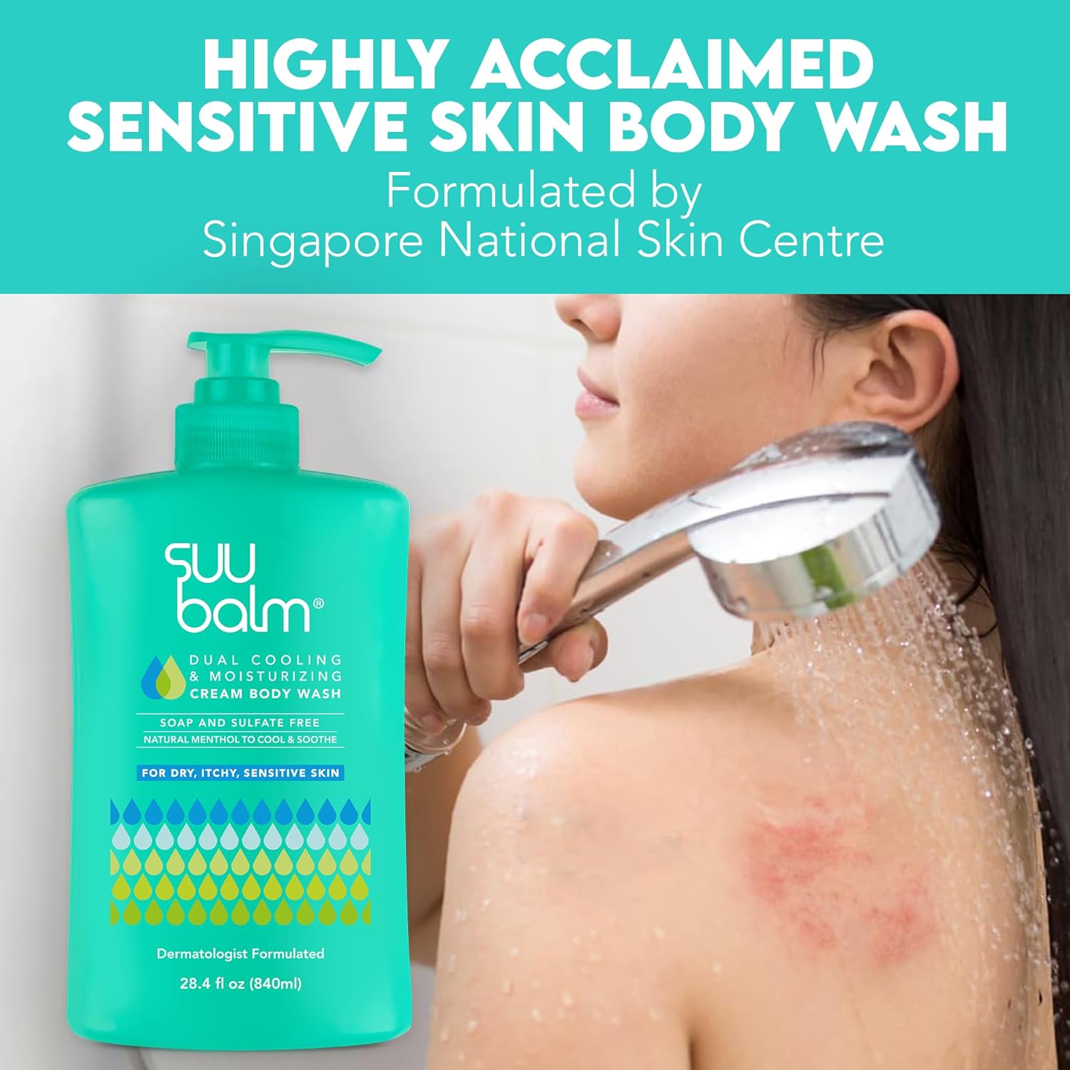 Anti Itch Body Wash, Eczema Bodywash for adults, Psoriasis Body Wash, Moisturising Cleanser for Dry Itchy Skin Relief, Derm-Formulated with Menthol & Shea Butter, Sulfate & Fragrance Free, 28.4 fl oz - Image 2