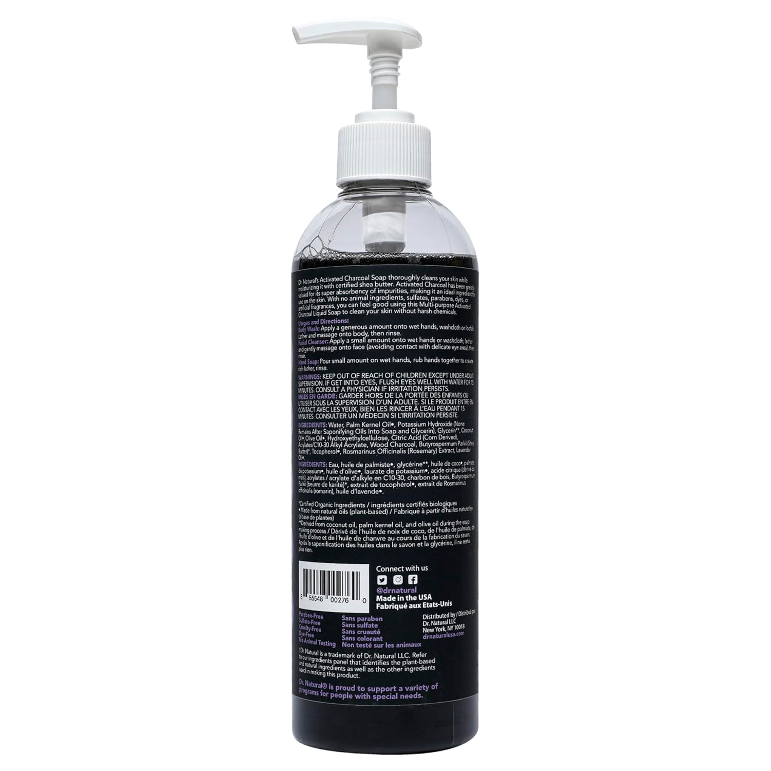 Dr. Natural Jabón líquido con carbón activado - Antiacné - Gel de baño limpiador - Jabón suave para piel clara - Lavanda - 473 ml - Image 9