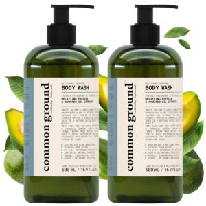 COMMON GROUND All Natural Body Wash - Paraben & Cruelty Free, Organic, Vegan, Plant-Based, Botanical Scent & Avocado Oil Extracts - All Skin Types, Men & Women, Sensitive