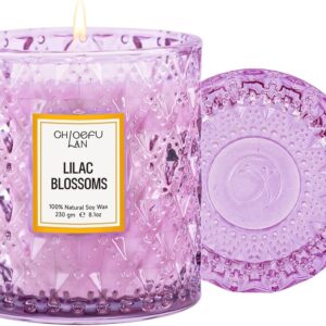 Chloefu LAN Lilac Blossoms Scented Candle, Highly Floral Fragranced Candle, Natural Soy Wax Candle Gift, Candles Gifts for Women, 55 Hours Long Burning, Home Decorative, 8.1 oz