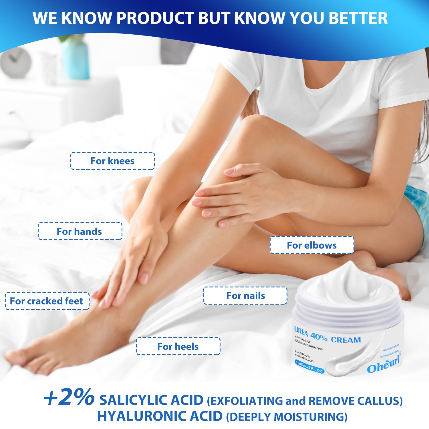 Dry Foot Urea Cream 40% with Salicylic Acid and Hyaluronic Acid 5.29 fl oz - Image 3