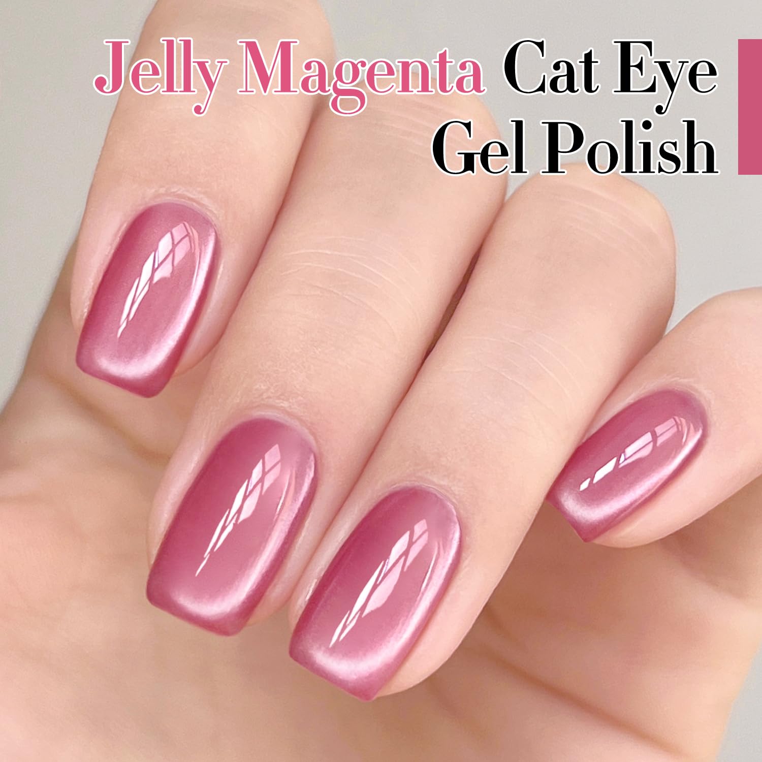 Double Rhythm Jelly Glass Cat Eye Gel Polish with Magnet 15ML Holographic Glitter Shimmer Translucent Sheer Color Magnetic Nail Polish Salon DIY at Home (Jelly Pink-MC1105) - Image 4