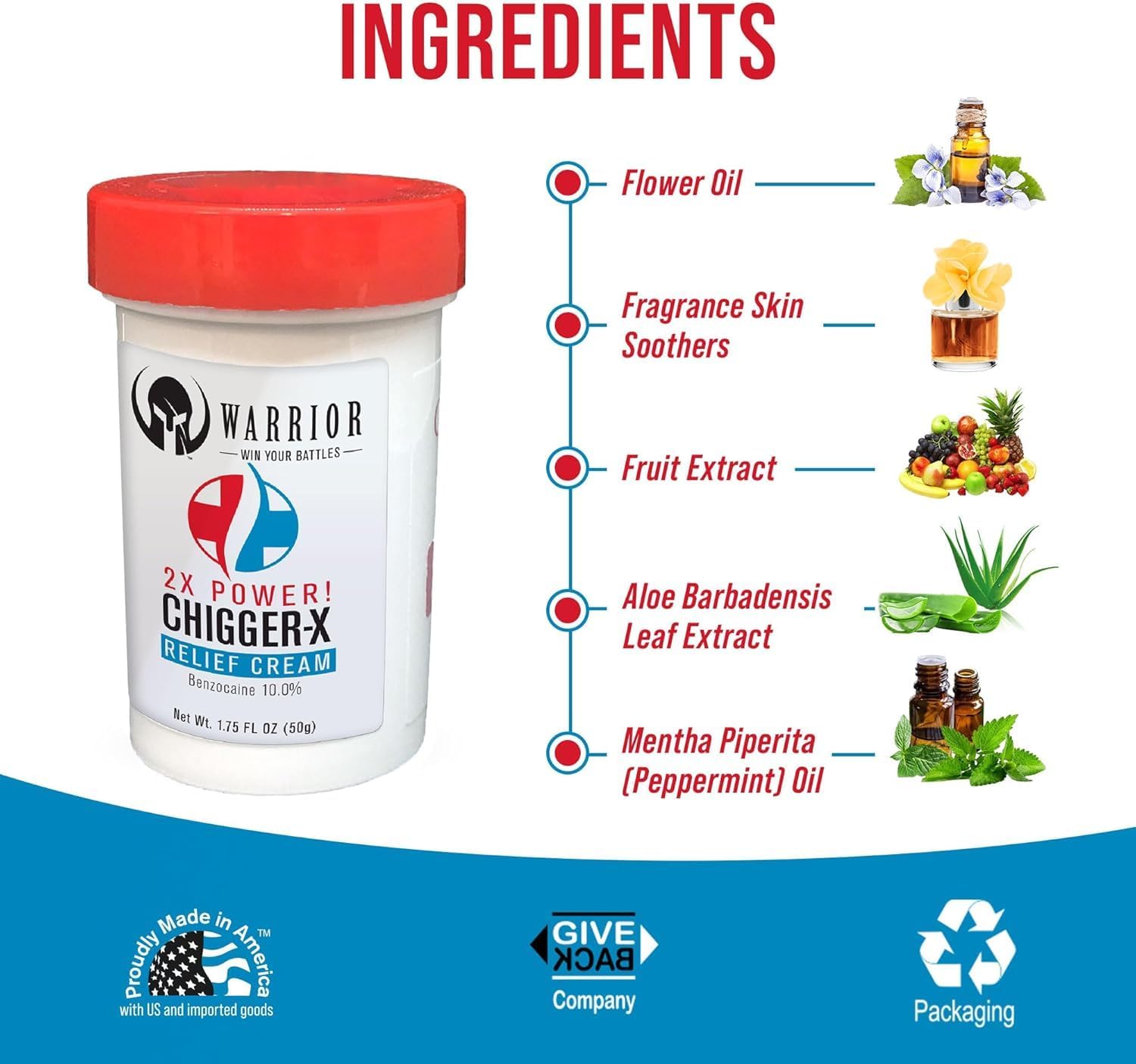 Warrior Chigger 2X Anti Itch Cream 1.75 OZ with 10% Benzocaine for Bug Bites - Image 8