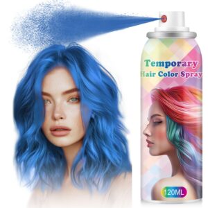 Temporary Hair Color Spray for Women and Kids, Natural Washable Blue Hair Dye Pomades, One-time Use Hair Color Wax, Disposable Natural Hair Strong Style for Christmas Party,Hollowen,Cosplay (Blue)