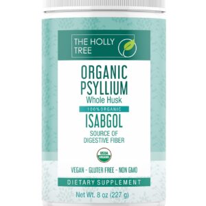 Psyllium Husk Powder Organic 8 oz - Isabgol - Whole Psyllium Husk Fiber for Digestive Health & Regularity - Gluten-Free, USDA Organic, Kosher - Organic Psyllium Husk Supplement