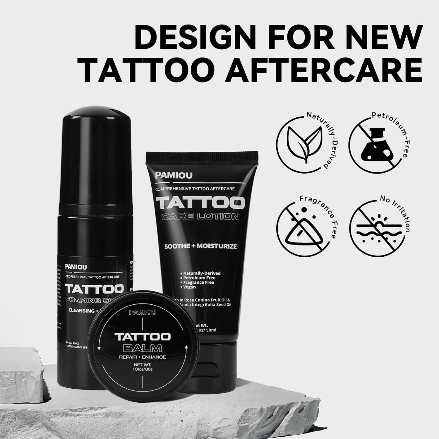 Tattoo Aftercare Kit For New Tattoos, Include Tattoo Balm, Tattoo Lotion, Tattoo Soap, Quick Healing, Soothing, Naturally-Derived, Petroleum-Free, Fragrance Free (3 Piece Set) - Image 6