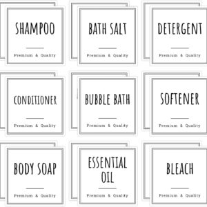 Segbeauty 18pcs Waterproof Self-Adhesive Labels for Organizing Bathroom, Soap Dispenser, Home, Laundry, Cleaning - Removable Stickers for Plastic Glass Bottles