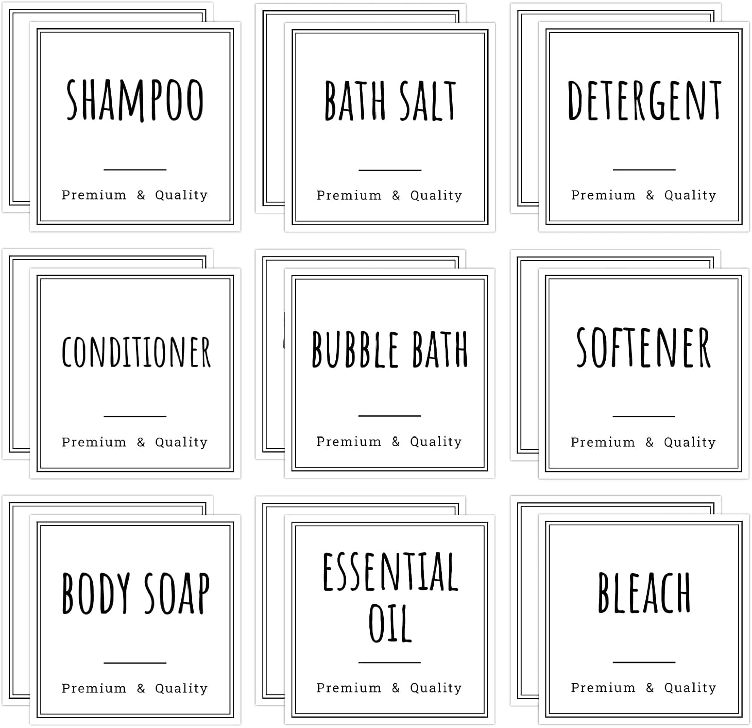 Segbeauty 18pcs Waterproof Self-Adhesive Labels for Organizing Bathroom, Soap Dispenser, Home, Laundry, Cleaning - Removable Stickers for Plastic Glass Bottles